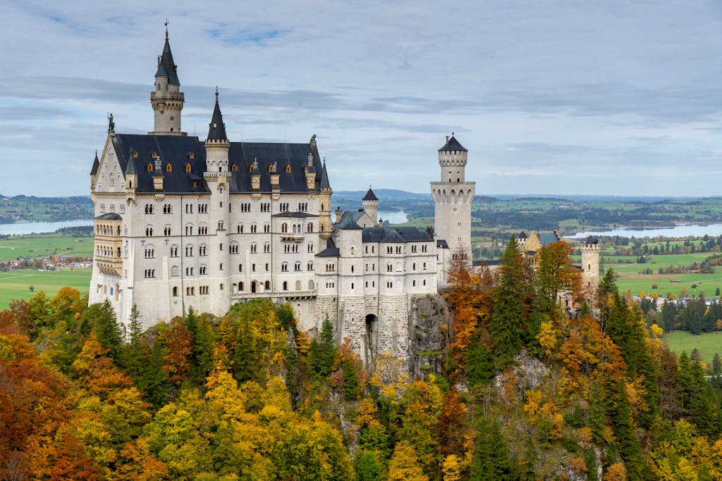 Neuschwanstein Castle Near Autumn trees